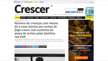 Número de crianças com menos de 6 anos mortas por armas de fogo cresce com aumento de posse de armas pelas famílias nos EUA 